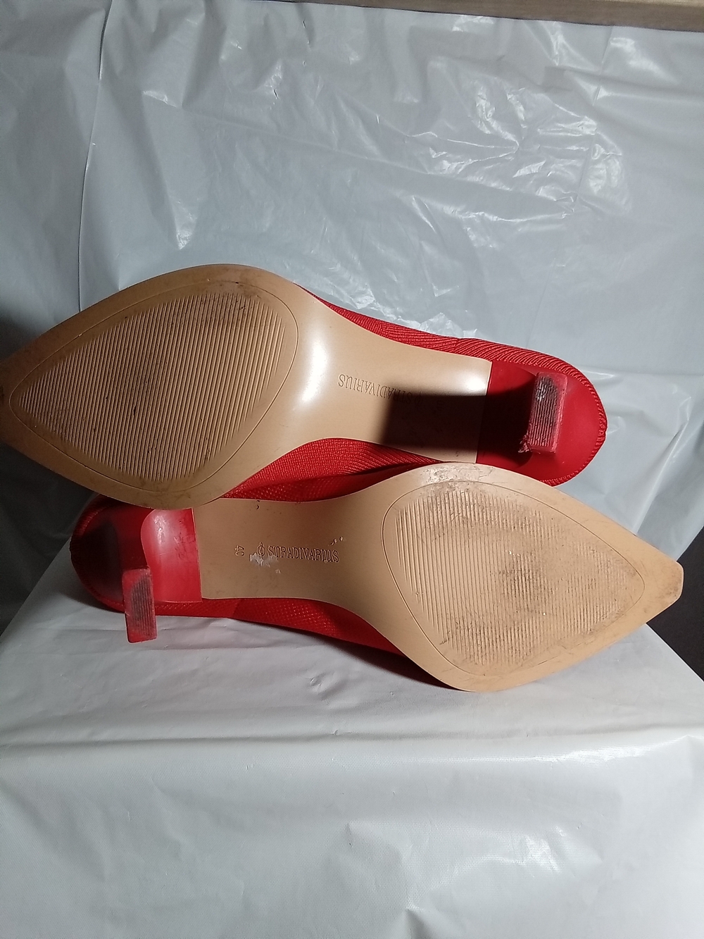 Stradivarius Red Knit Sock Ankle‎ Boots - Picture 4 of 6